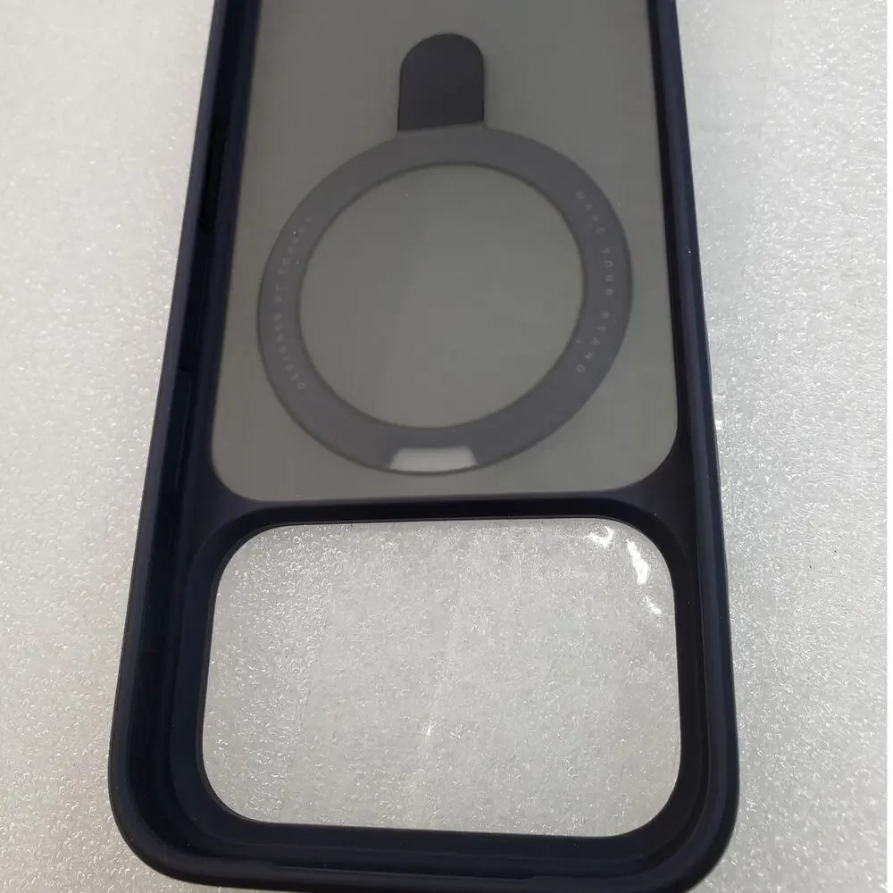 TORRAS Magnetic Stand Case for iPhone 17 Pro – Navy Blue / Matte Frosted Clear